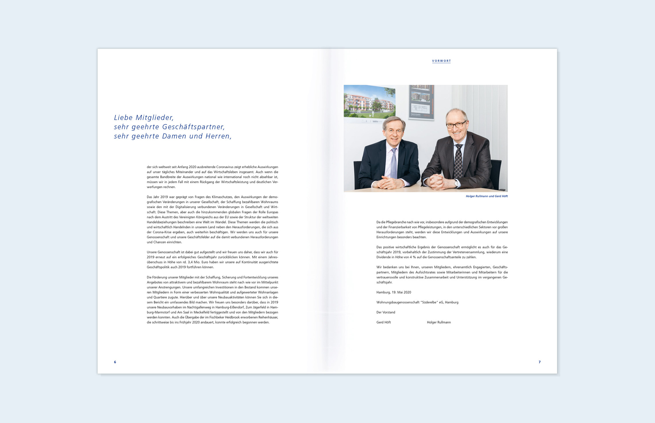 Süderelbe Baugenossenschaft, Geschäftsbericht 2019, Innenseiten. Annual Report, Print, Fotografie Sinje Hasheider