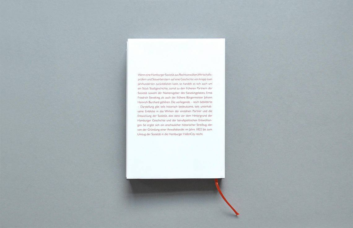 Editorial Design, Buchgestaltung, Typografie; Innenseiten aus dem Buch über die Geschichte der Sozietät Esche Schümann Commichau, Hamburg