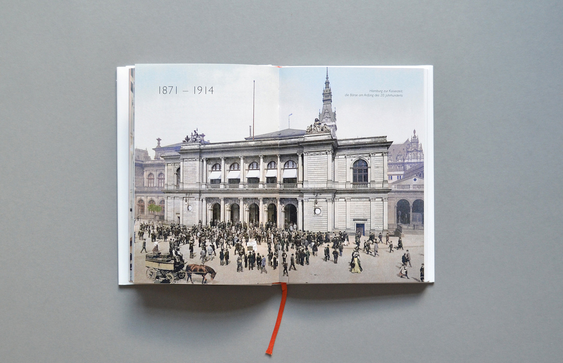 Editorial Design, Buchgestaltung, Typografie; Innenseiten aus dem Buch über die Geschichte der Sozietät Esche Schümann Commichau, Hamburg