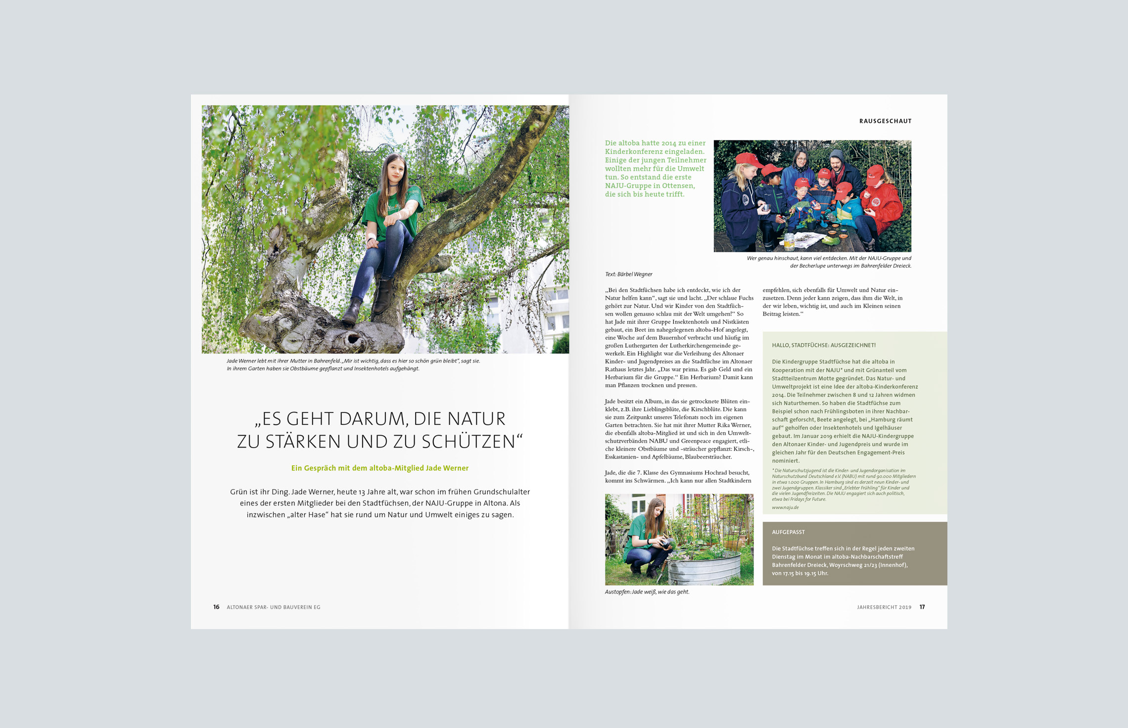 Annual Report Design, Geschäftsberichte, Jahresbericht 2019 der altoba, Hamburg; Innenseiten