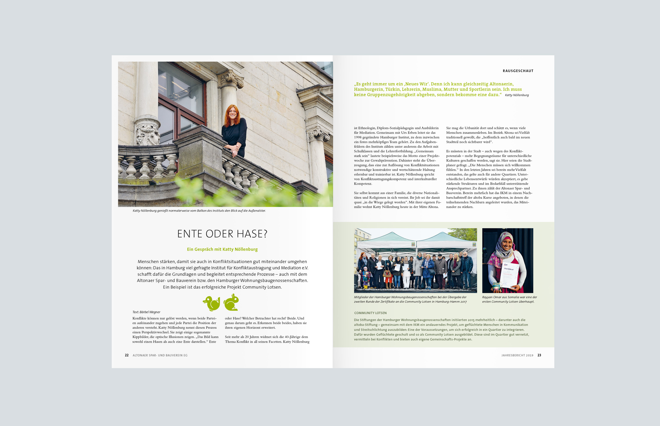 Annual Report Design, Geschäftsberichte, Jahresbericht 2019 der altoba, Hamburg; Innenseiten