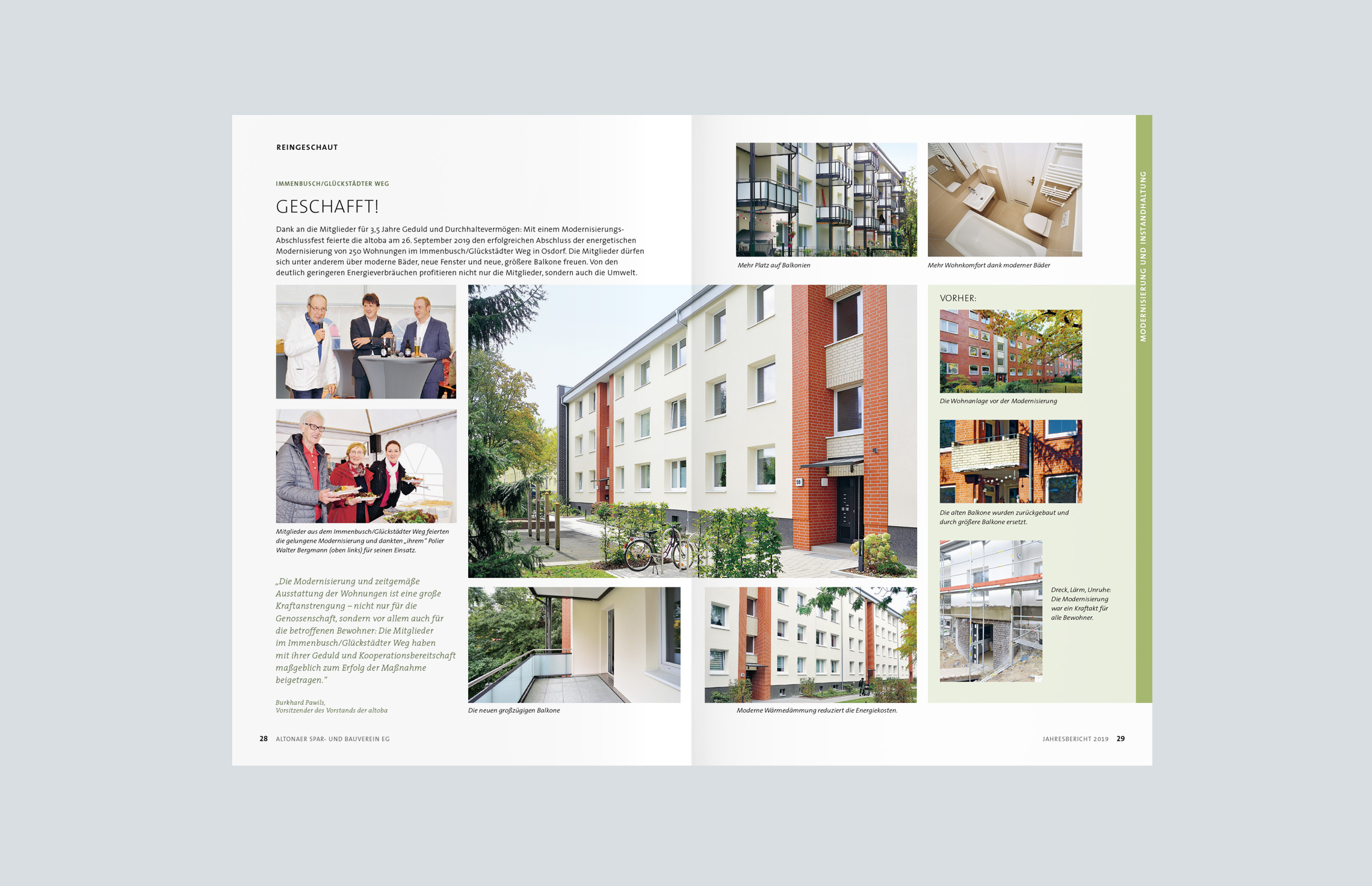 Annual Report Design, Geschäftsberichte, Jahresbericht 2019 der altoba, Hamburg; Innenseiten