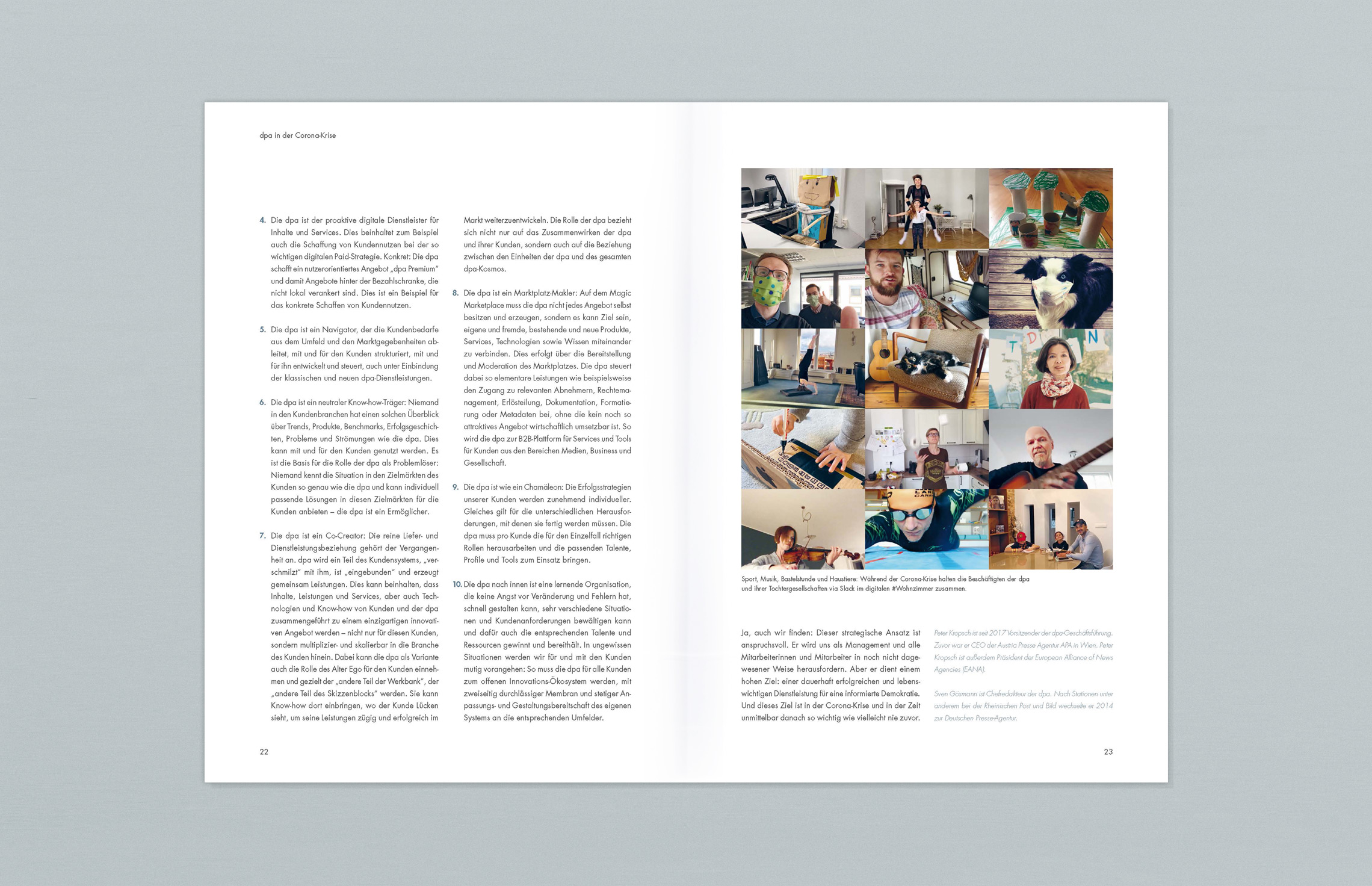 Annual Report Design, Geschäftsbericht 2019 der dpa Deutsche Presse-Agentur, Hamburg; Innenseiten; Fotografie