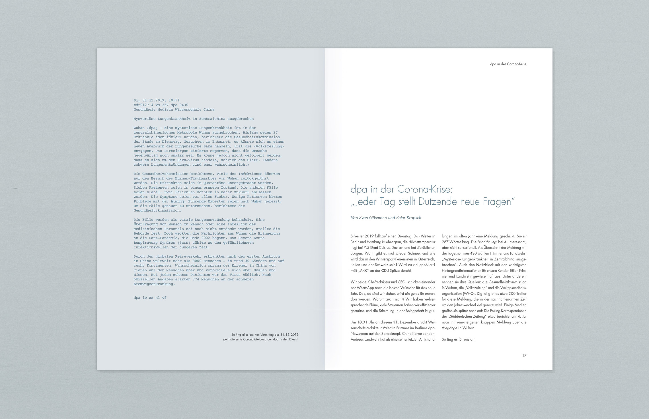 Annual Report Design, Geschäftsbericht 2019 der dpa Deutsche Presse-Agentur, Hamburg; Innenseiten; Typografie